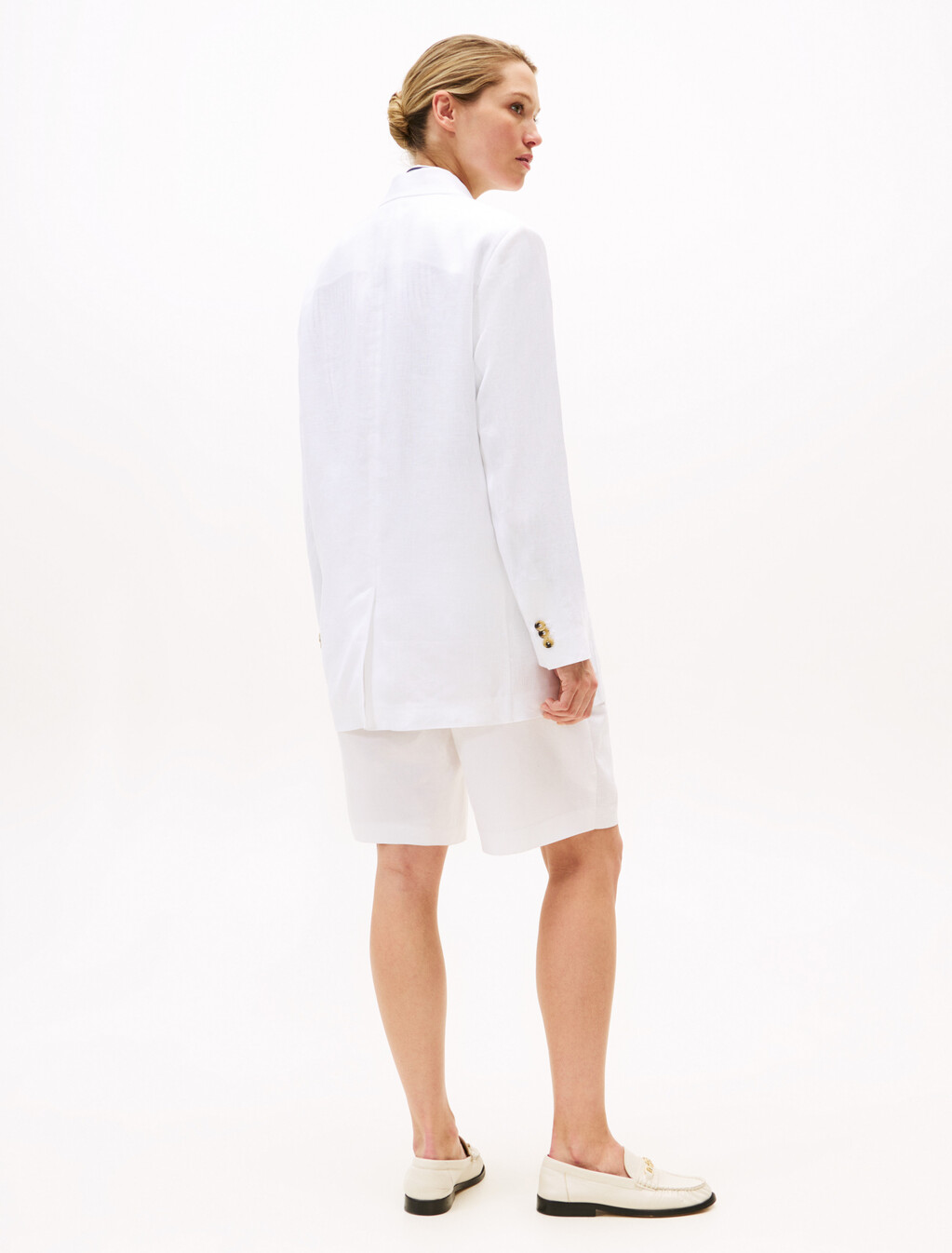 Essential Linen Relaxed Blazer, Th Optic White, hi-res
