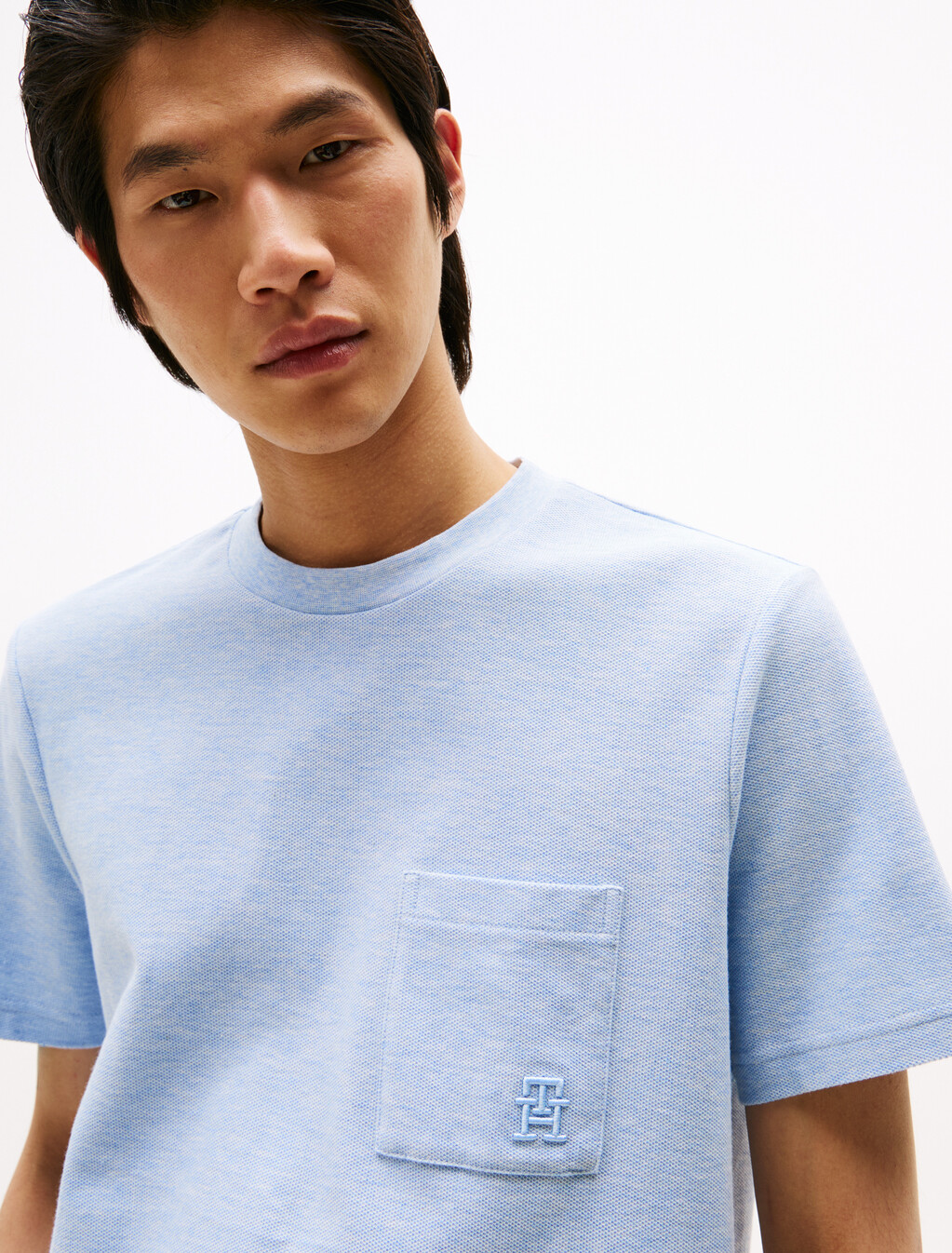 Monogram Pocket T-Shirt, Heathered Blue, hi-res