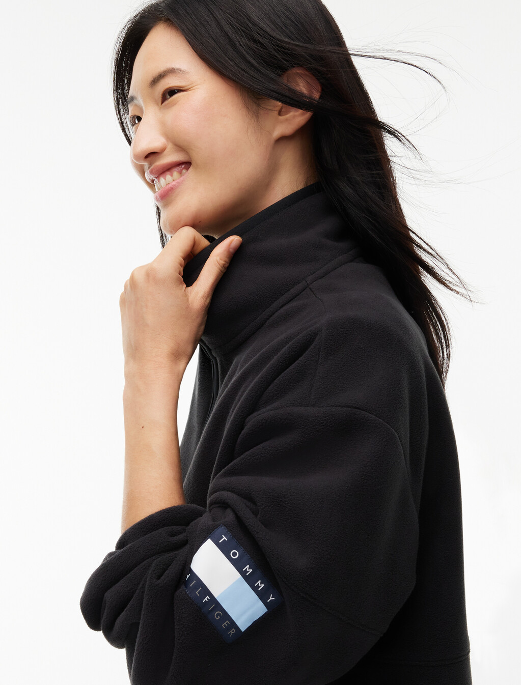 Polar Fleece Quarter-Zip Sweatshirt, Black, hi-res
