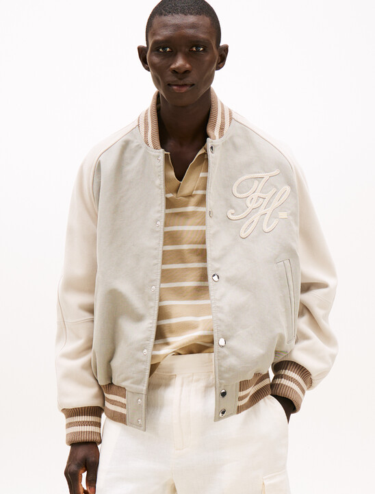 Suede Varsity Bomber Jacket