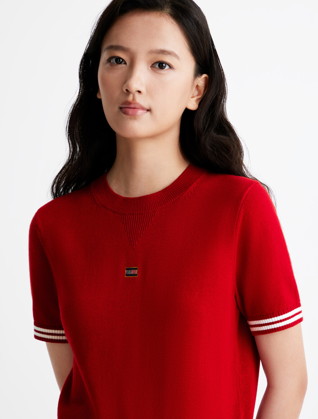 Crewneck Short Sleeve Sweater, Arizona Red, hi-res