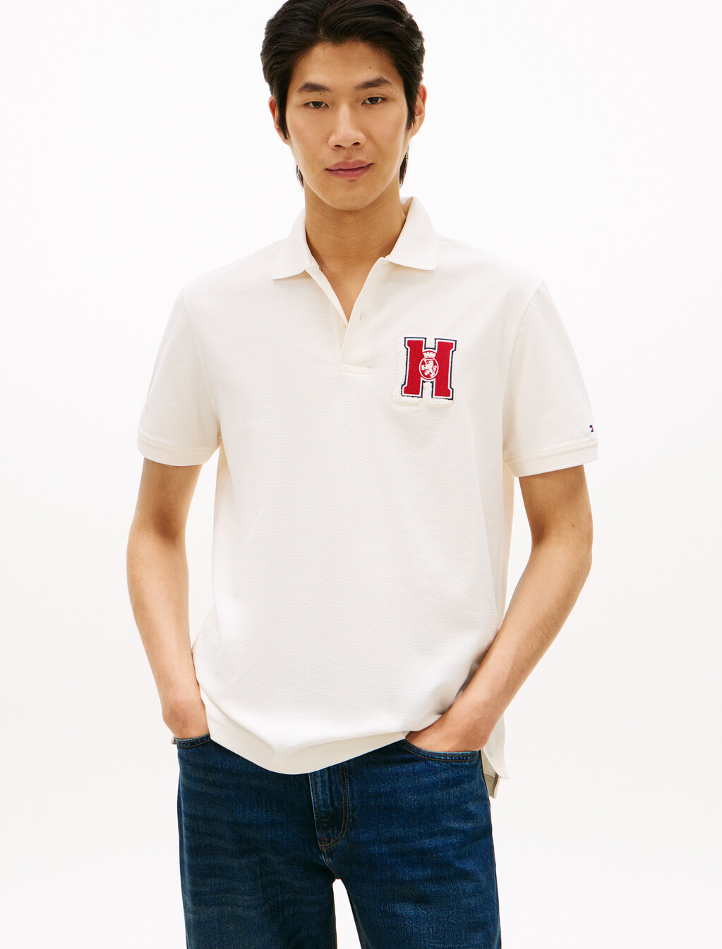 Regular Fit Appliqué Honeycomb Polo Shirt, Ivory Petal, hi-res