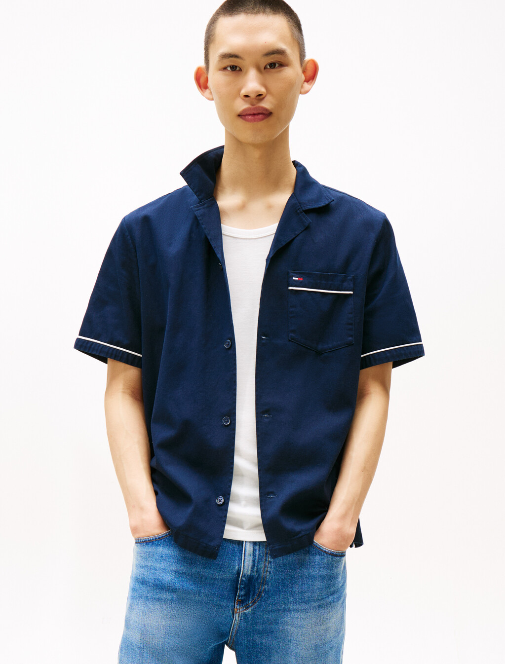Back Logo Short Sleeve Shirt, Dark Night Navy, hi-res