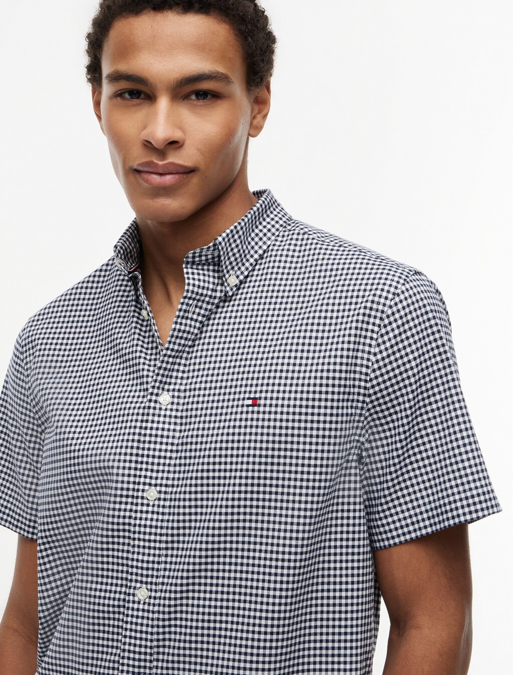 Asia Fit Oxford Gingham Short Sleeve Shirt, Desert Sky, hi-res