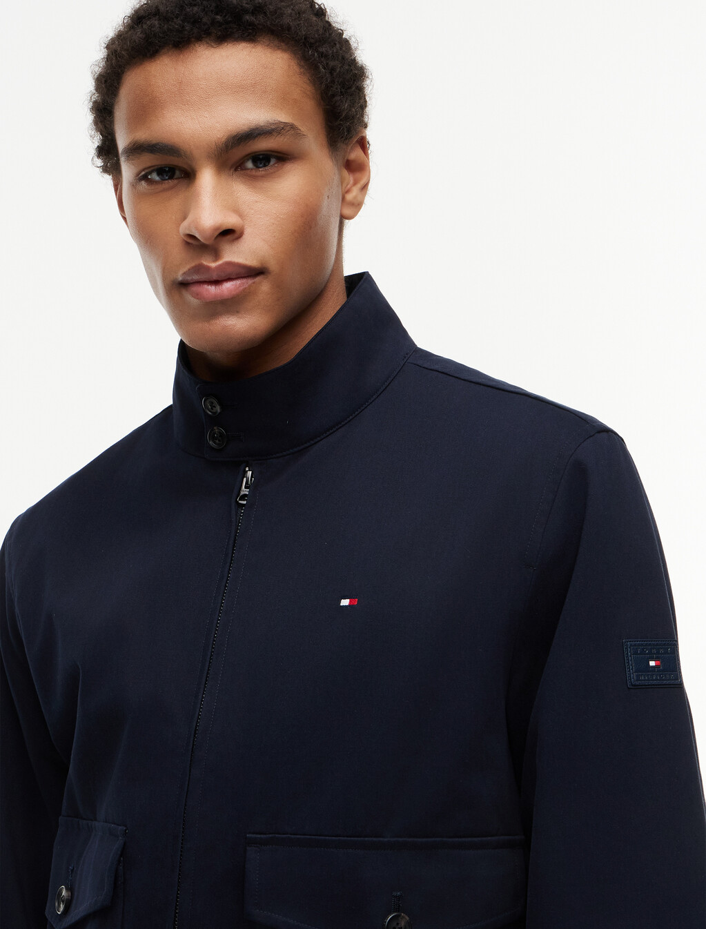 Logo Patch Zip-Thru Harrington Jacket, Desert Sky, hi-res