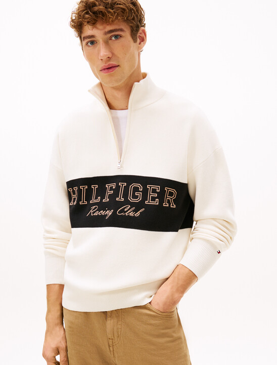 Relaxed Quarter-Zip Mock Neck Jumper