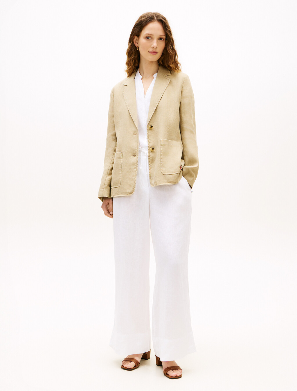 Essential Linen Blazer, Beige, hi-res