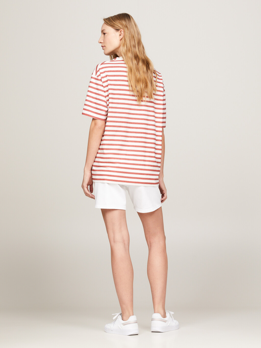 Stripe Relaxed Fit T-Shirt, Reg Stp Ancient White/ Terra Red, hi-res