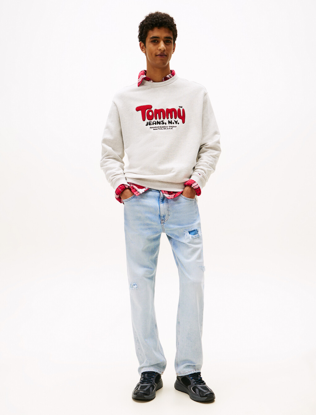 Bouclé Logo Relaxed Sweatshirt, Lt Grey Htr, hi-res