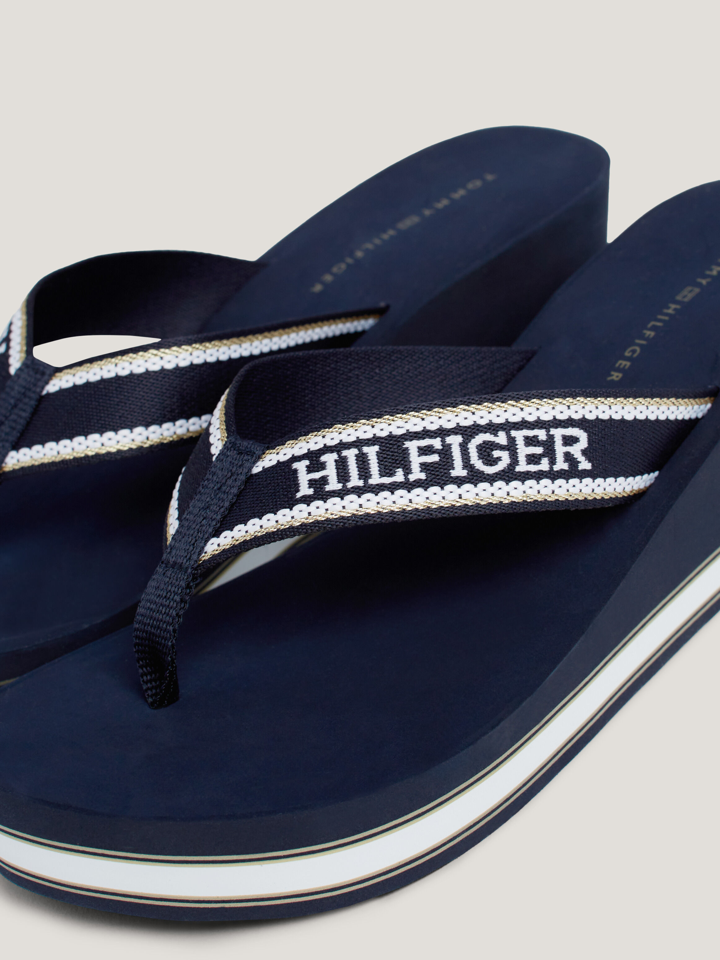 Logo Strap Wedge Heel Beach Sandals