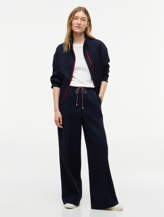 Global Stripe Drawstring Wide Leg Trousers