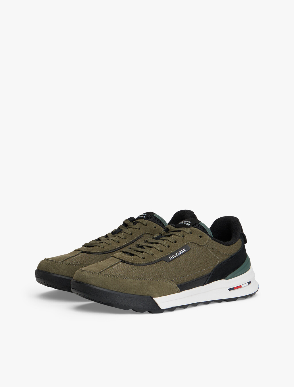 Retro Suede Mix Cleat Trainers, Army Green, hi-res