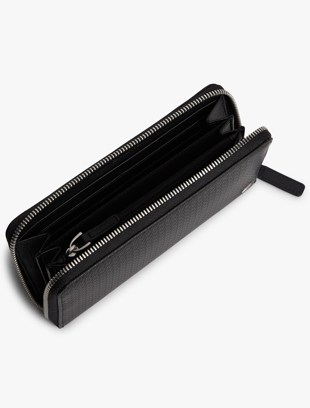 Embossed Zip Around Wallet, Black, hi-res