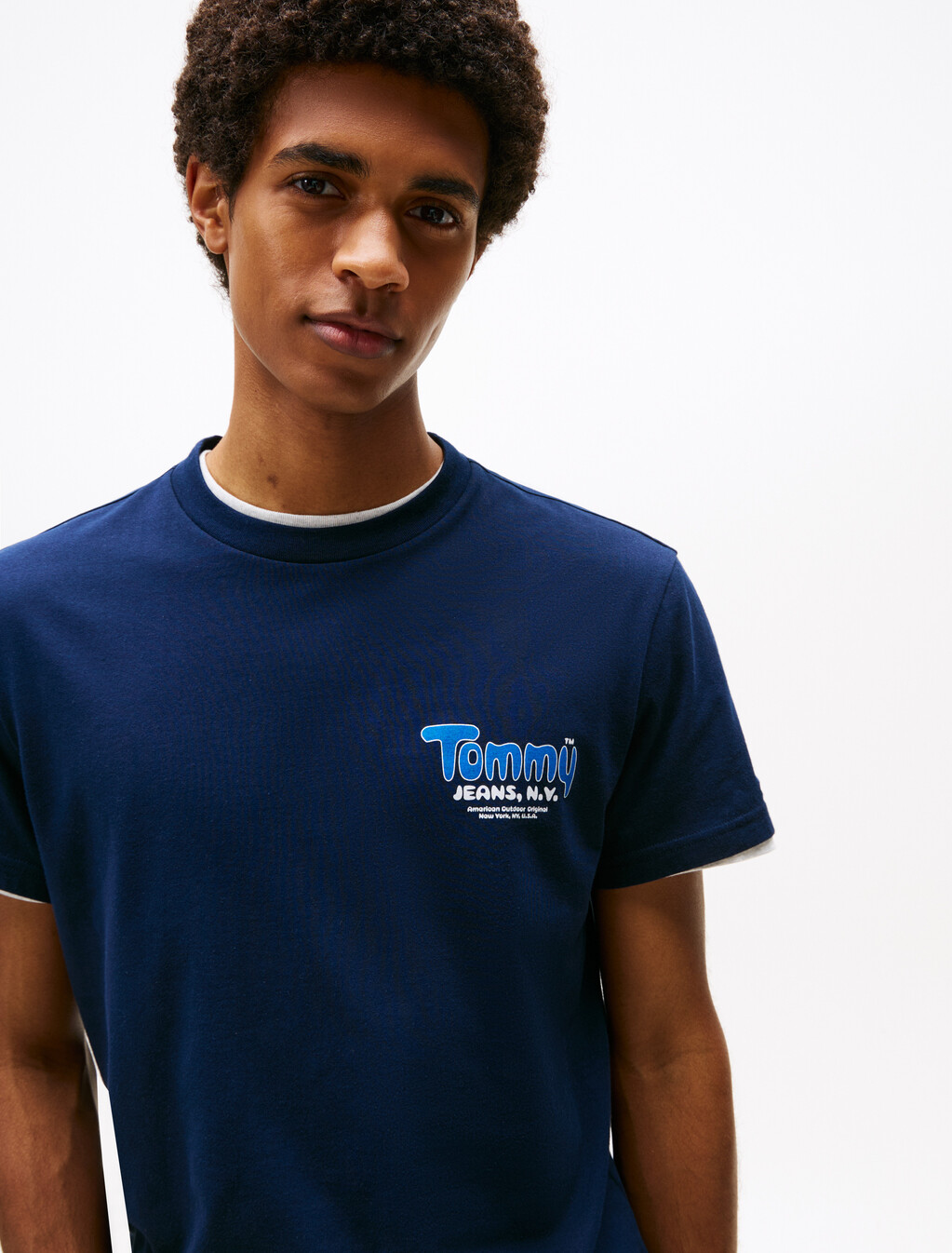 Logo Slim Crew Neck T-Shirt, Dark Night Navy, hi-res