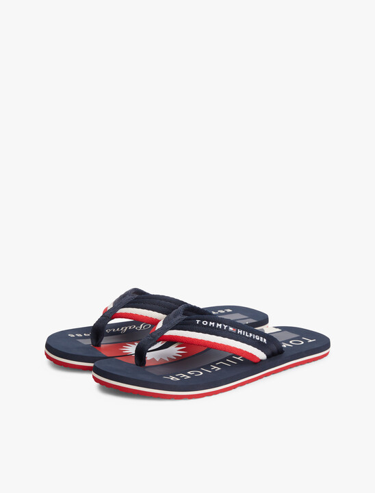 Stripe Webbing Strap Flip-Flops