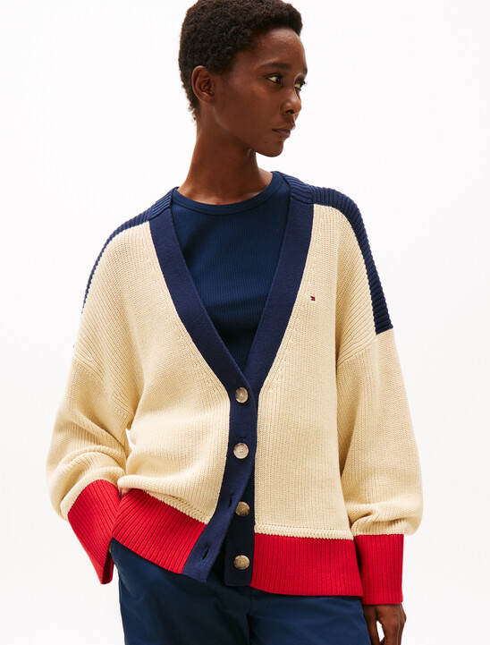 Relaxed V-Neck Cardigan, Country Ivory Relaxed V-Neck Cardigan