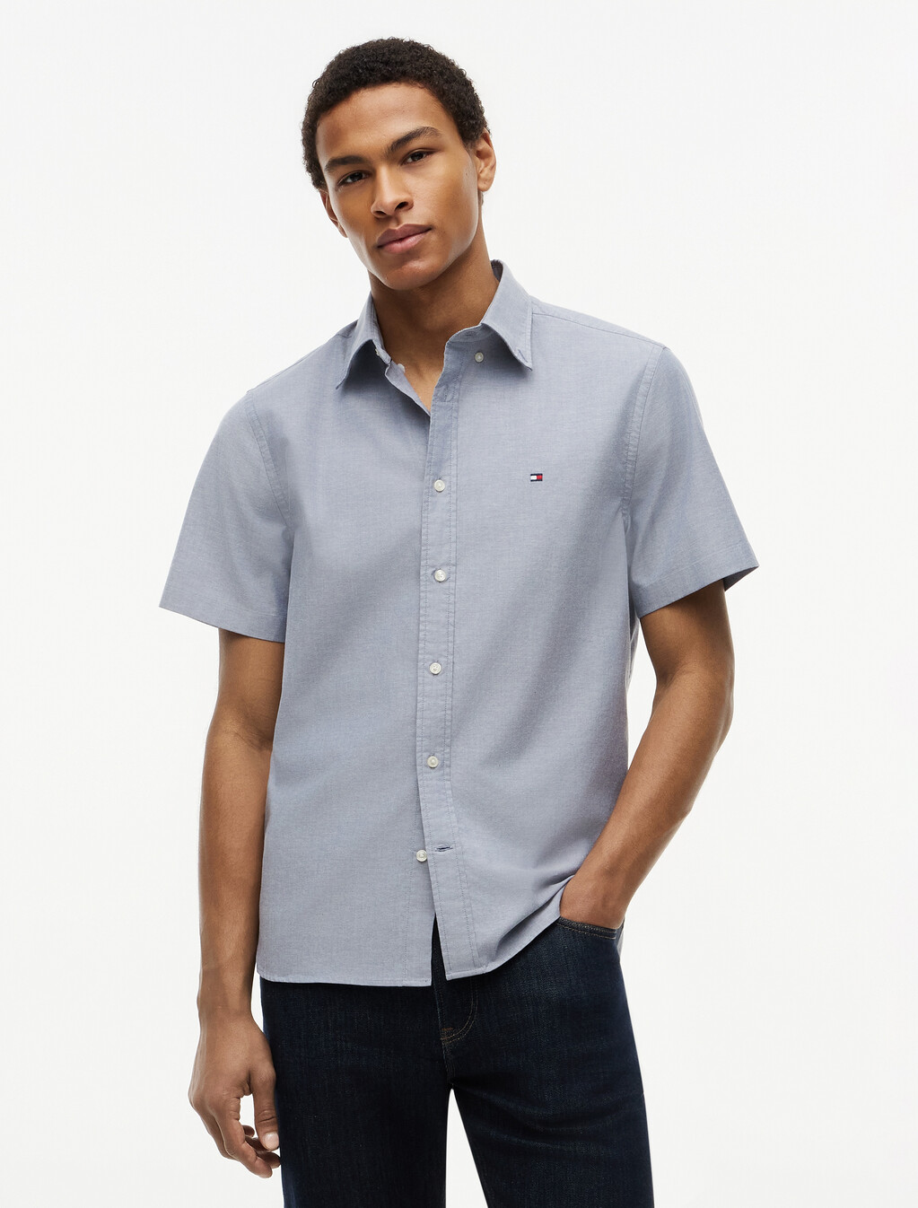 Lightweight Short Sleeve Oxford Shirt, Desert Sky, hi-res