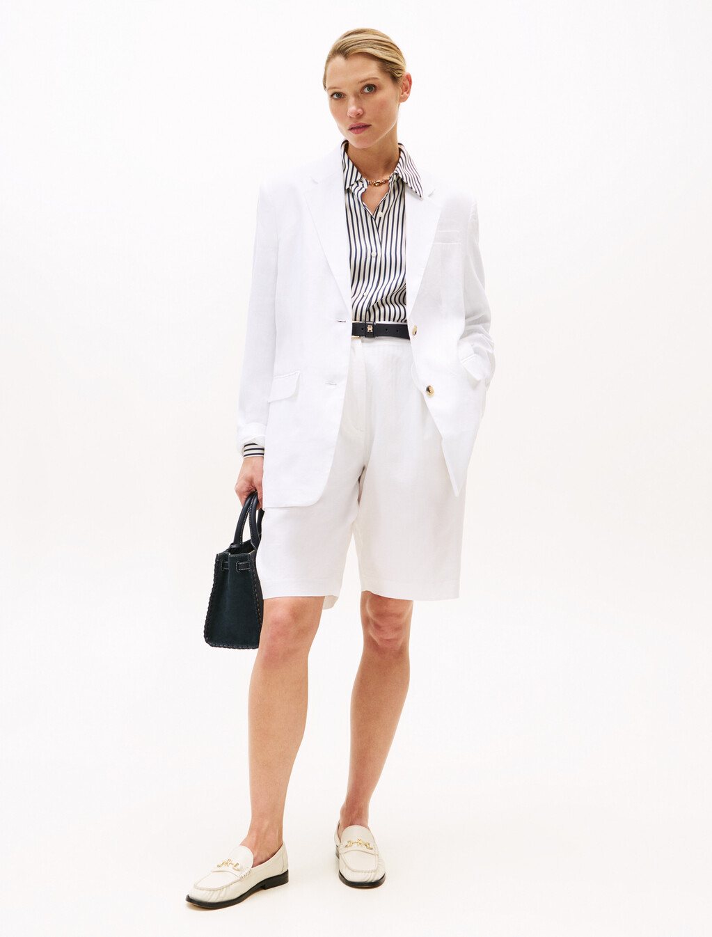 Essential Linen Relaxed Blazer, Th Optic White, hi-res