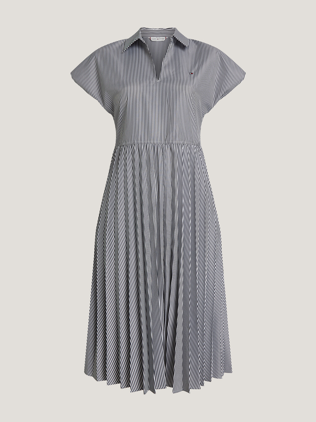 Pleated Stripe Dress, Ithaka Stp/ Desert Sky, hi-res