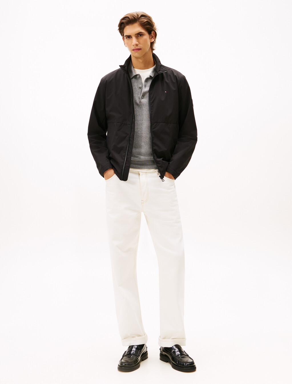 Zip Thru Blouson, Black, hi-res