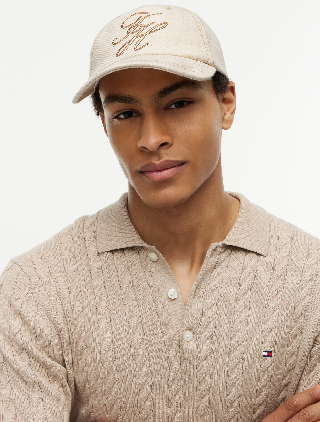 Logo Embroidery Denim Baseball Cap, Natural Denim, hi-res