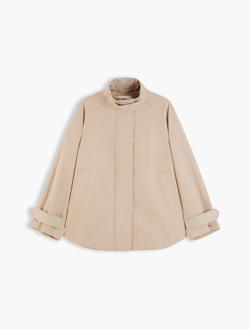 Flag Jacquard Twill Relaxed Cape Coat, Beige, hi-res