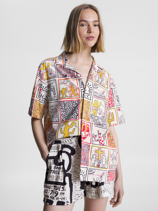 TOMMY X KEITH HARING ONE MAN SHOW PRINT DUAL GENDER RELAXED SHORT SLEEVE SHIRT