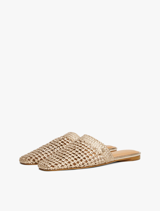 Metallic Crochet Mules
