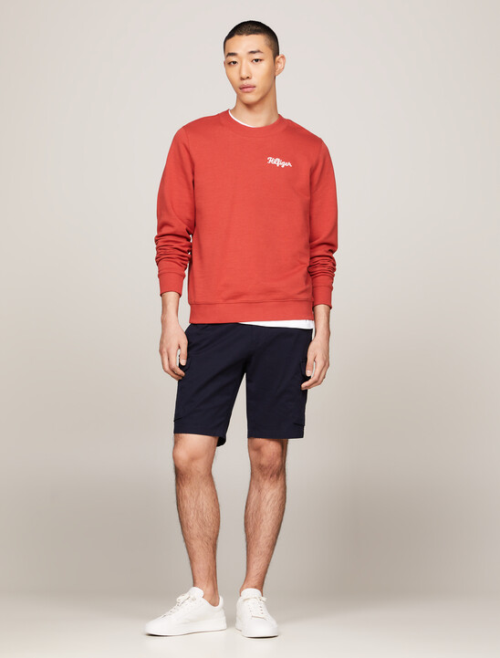 Crew Neck Chest Logo Sweatshirt, Terra Red Crew Neck Chest Logo Sweatshirt