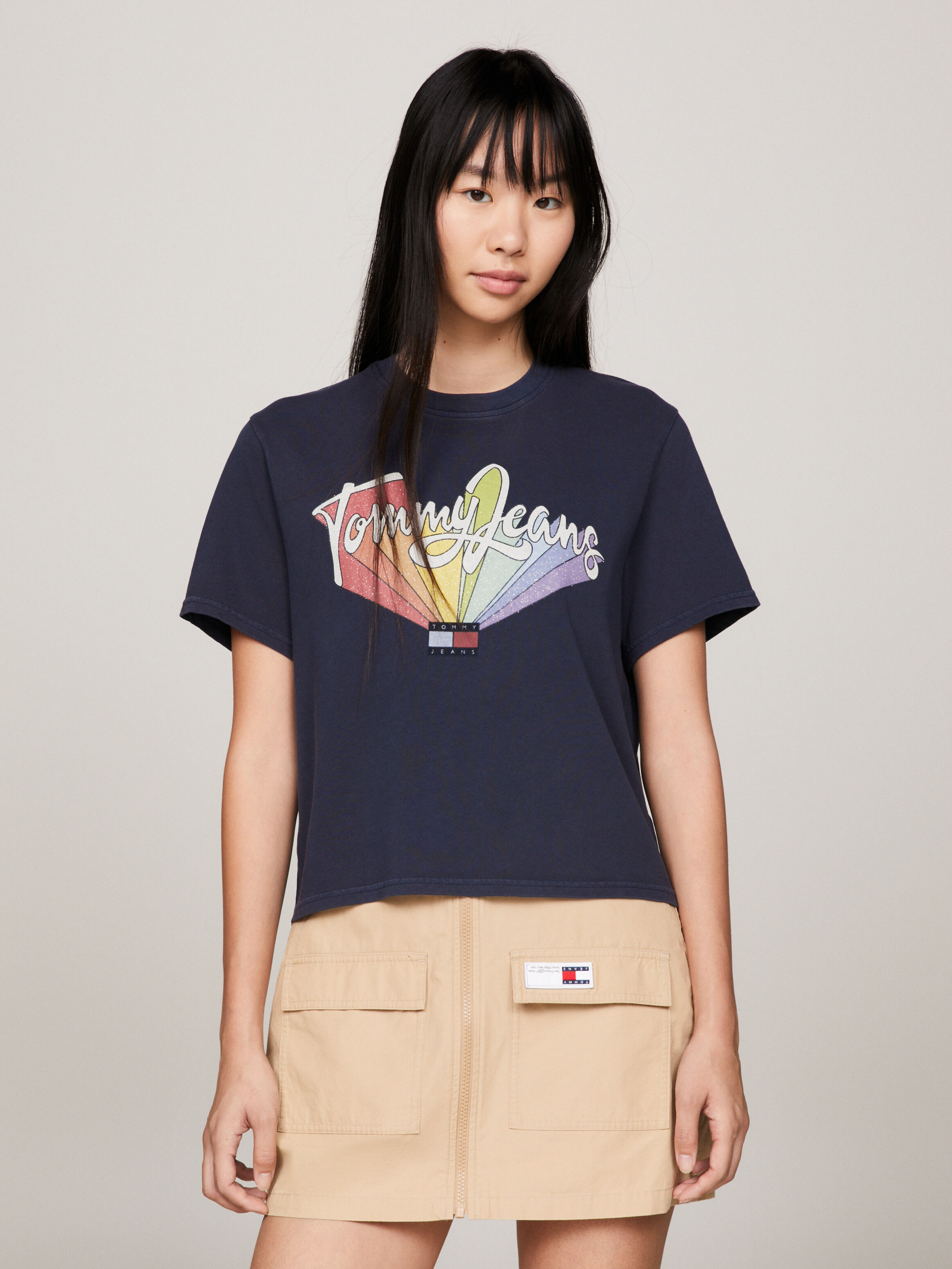 Rainbow Logo Boxy Fit T Shirt blue Tommy Hilfiger Singapore