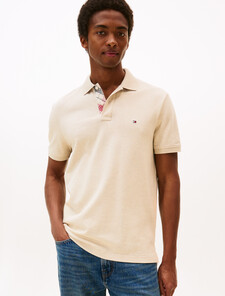 Tartan Placket Regular Polo, Heathered Oatmilk, hi-res