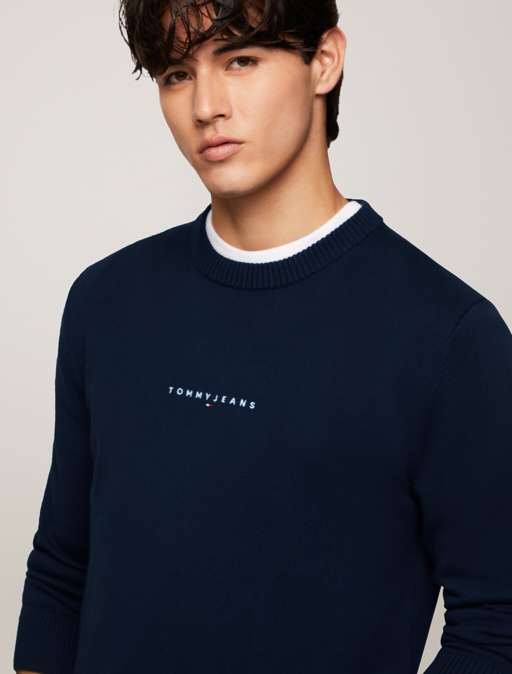 Linear Logo Recycled Sweater, Dark Night Navy, hi-res