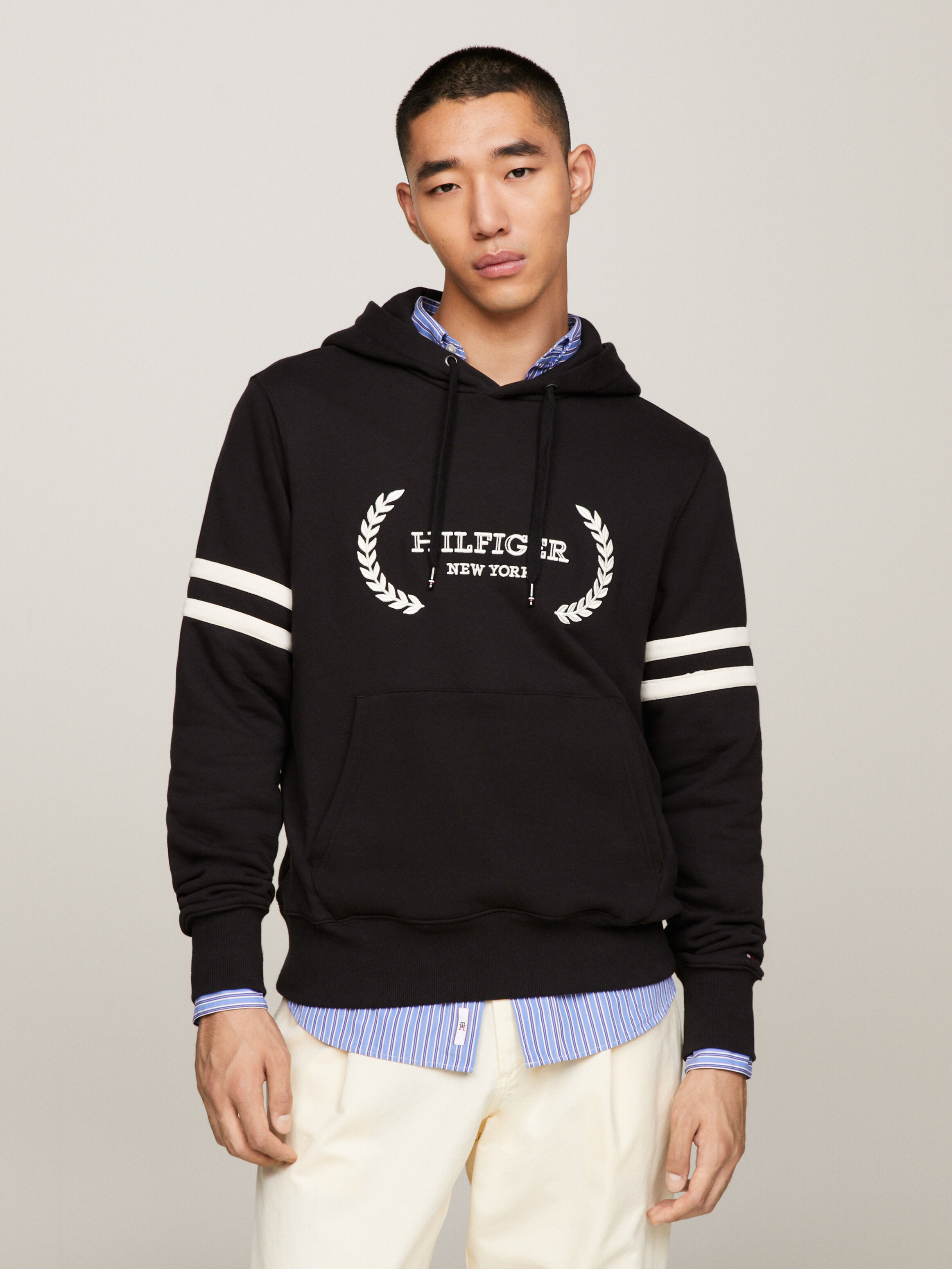 Tommy hilfiger icon stripe logo print hoodie hotsell