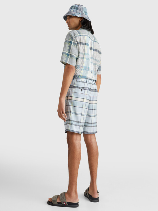 HARLEM MADRAS COTTON LINEN SHORTS