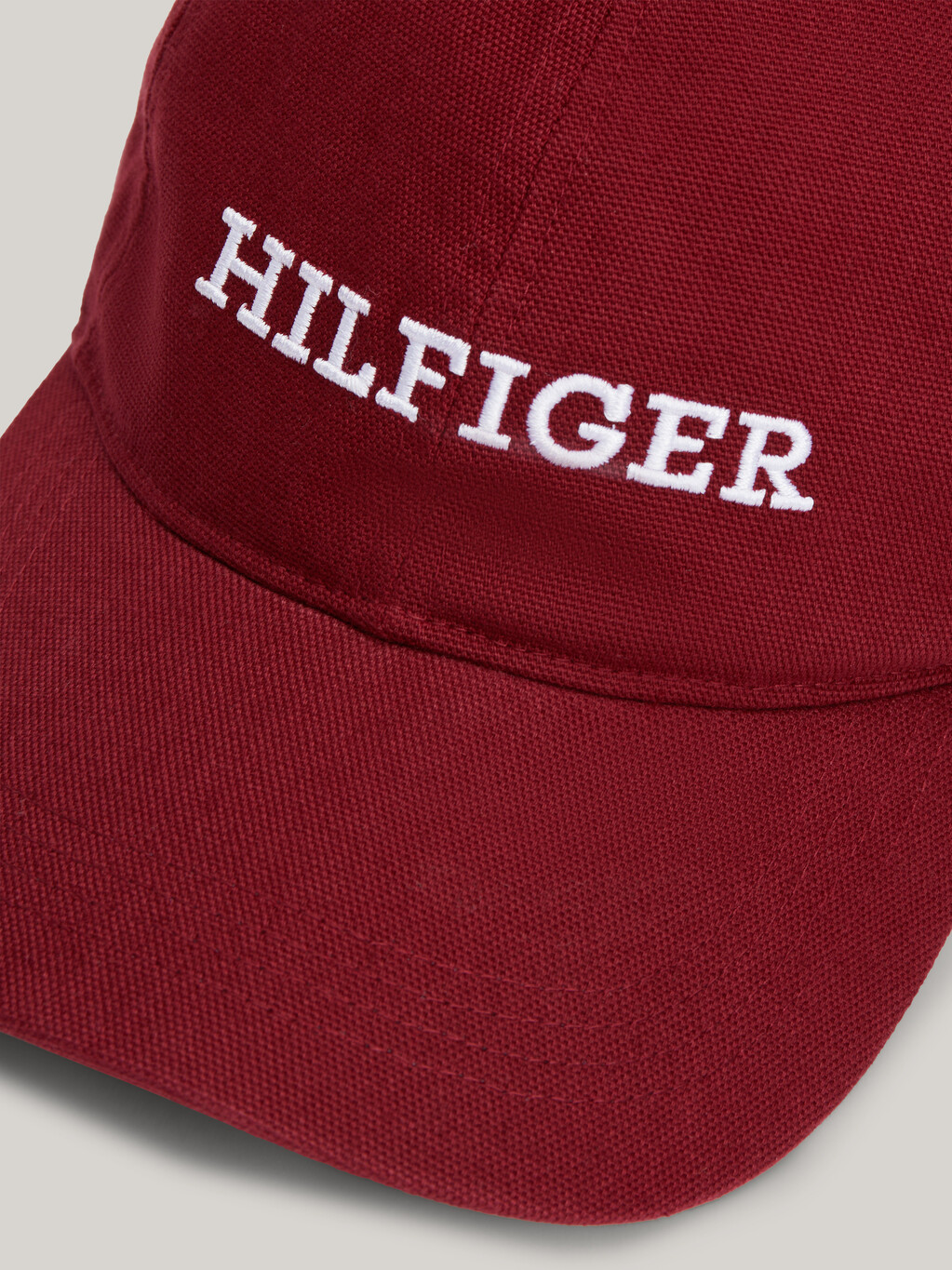 Hilfiger Monotype Embroidery Six-Panel Baseball Cap, Rouge, hi-res