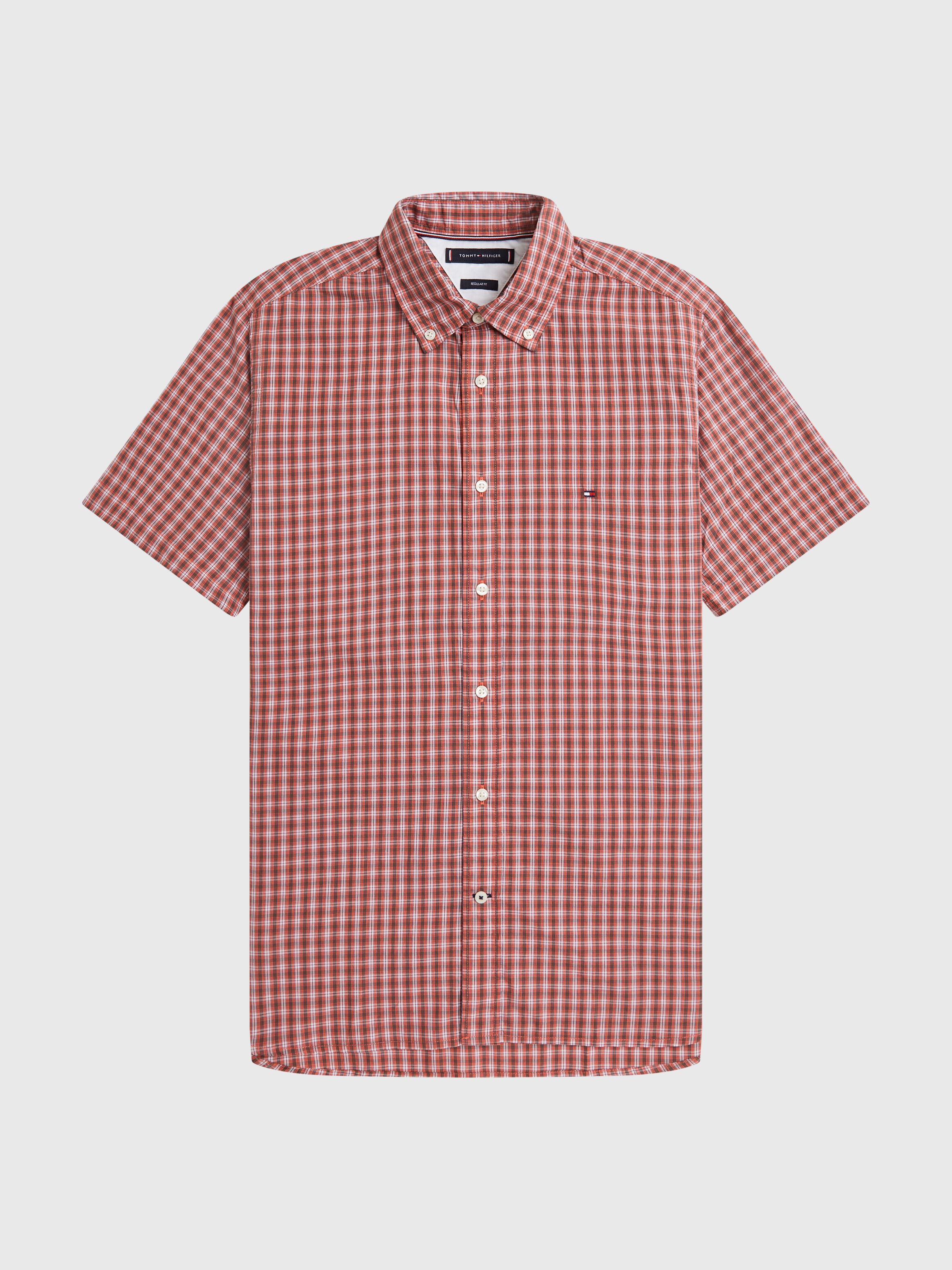 Red button up short sleeve shirt best sale