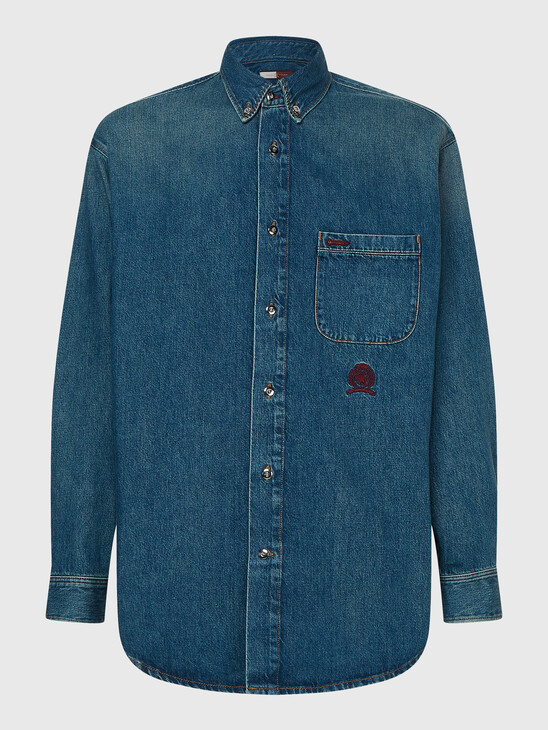 CREST EMBROIDERY DENIM SHIRT