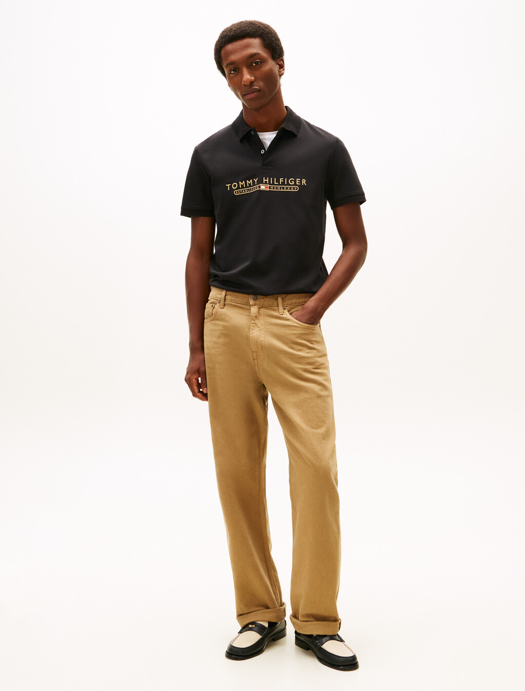 Icon Luxe Logo Embroidery Polo, Black, hi-res