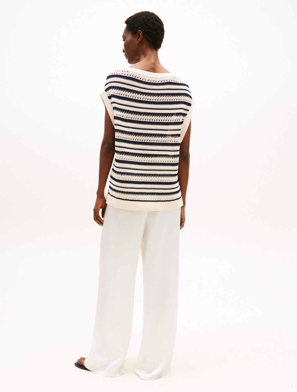 Crochet Sweater Vest, Desert Sand Dune/Dark N N Stp, hi-res