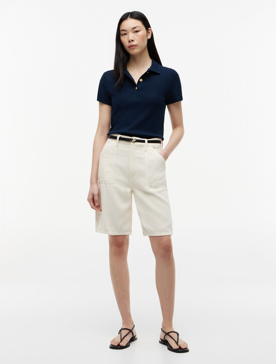 Slim Fit Gold-Tone Button Polo Shirt