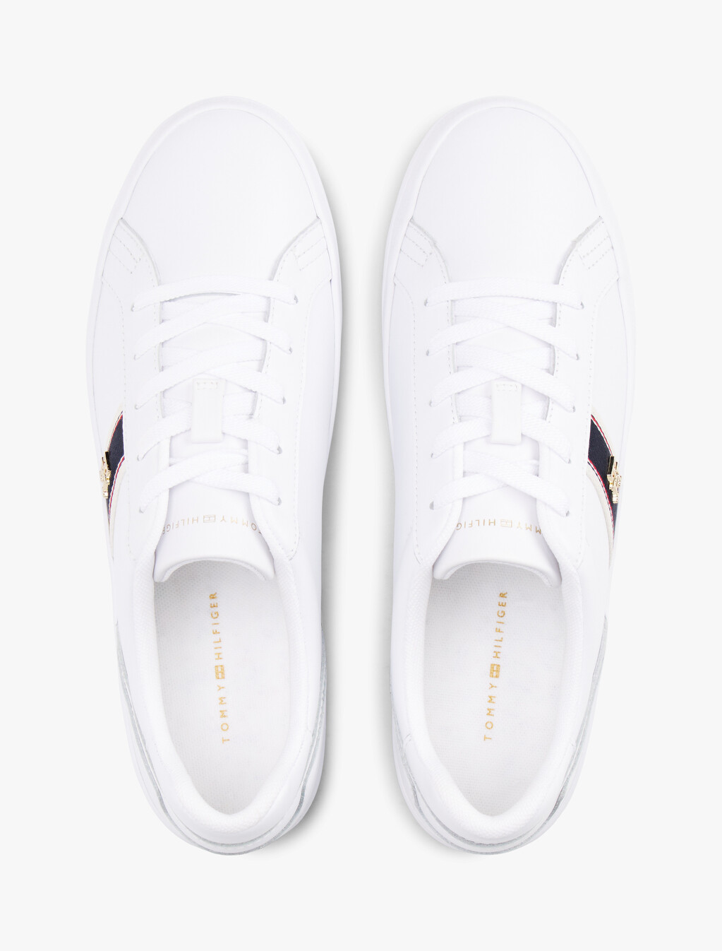 Webbing Vulcanized Leather Sneaker, White, hi-res