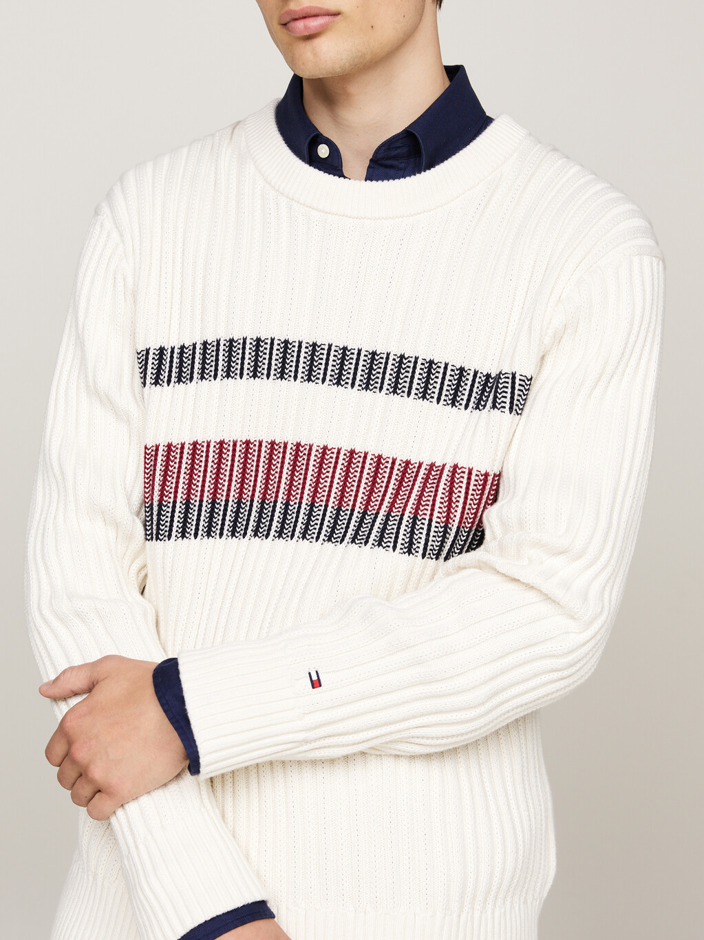 Chunky Rib-Knit Relaxed Jumper, Ivory, hi-res