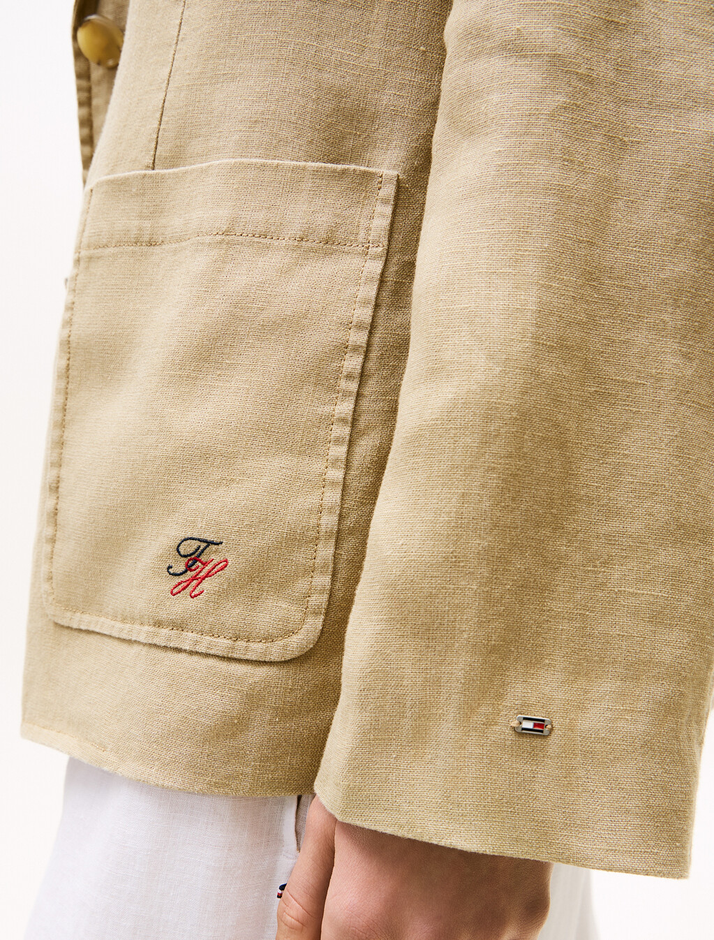 Essential Linen Blazer, Beige, hi-res