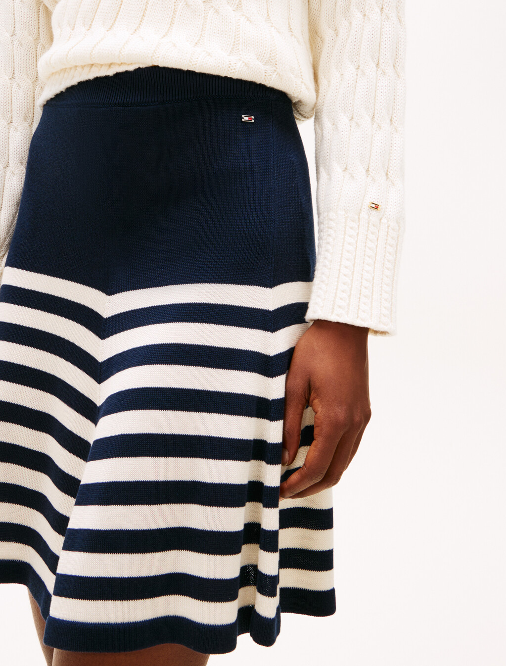 Flared Mini Skirt With Silk, Dark Night Navy/Calico Stp, hi-res