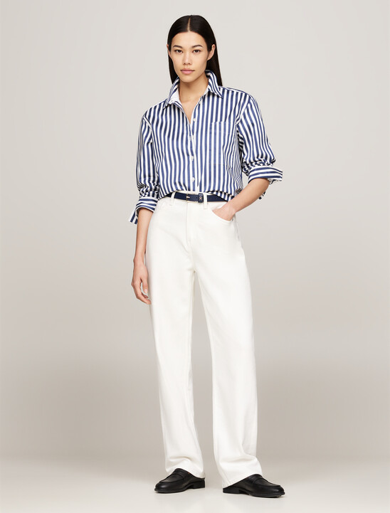 White High Rise Straight Leg Jeans