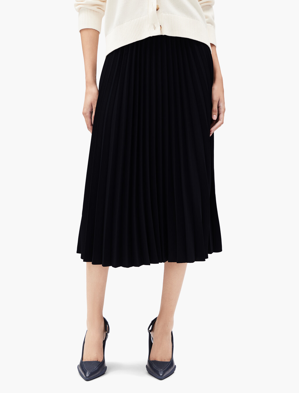 Twill Midi Pleated Skirt, Desert Sky, hi-res