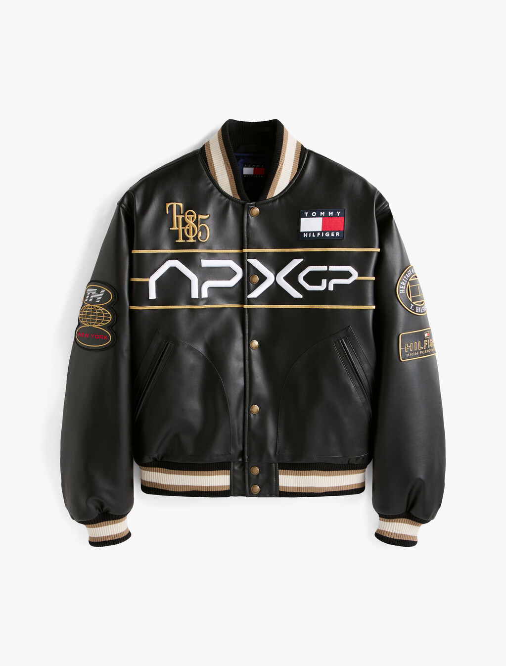 The APXGP Collection Boxy Varsity Jacket, Black, hi-res