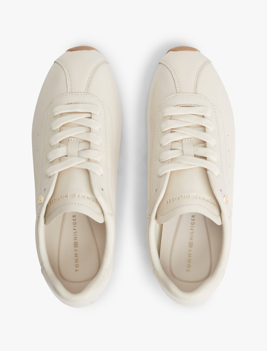 TH Monogram Plaque Leather Trainers, Soft Cream, hi-res