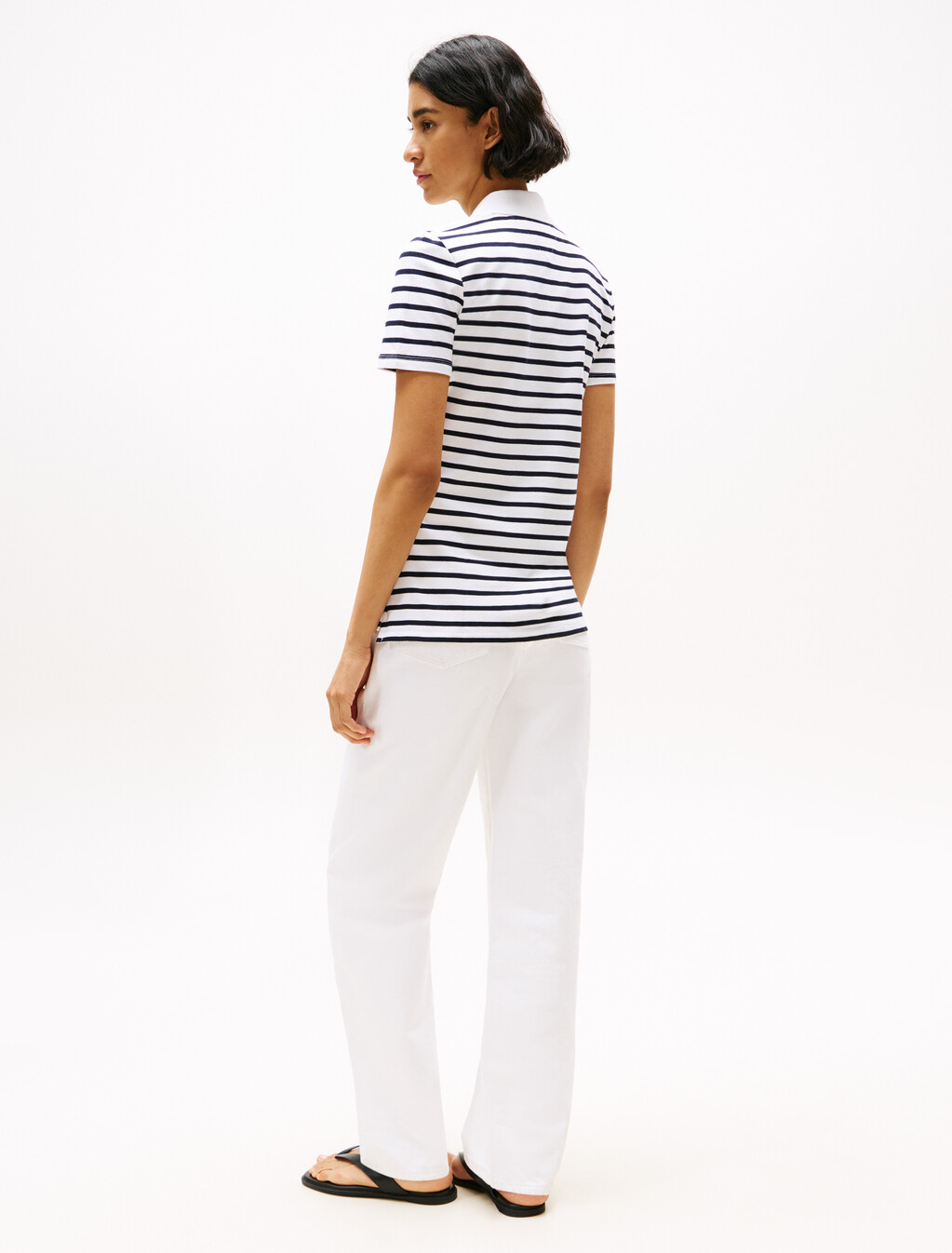 Stripe Short Sleeve Slim Polo, Th Optic White Multi, hi-res