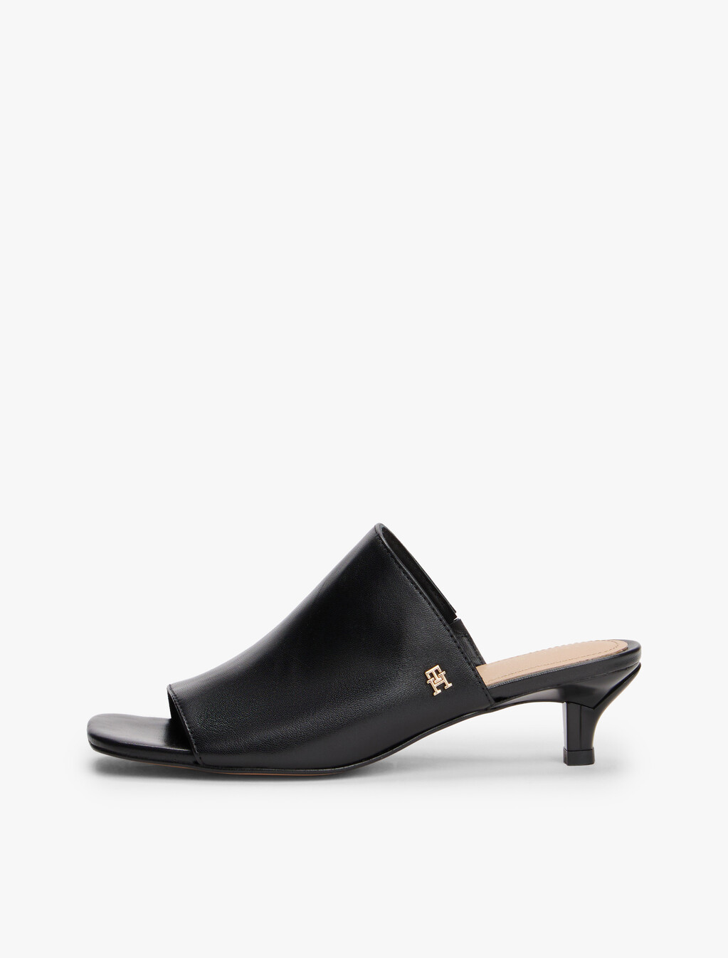 Leather Kitten Heels, Black, hi-res